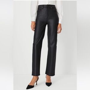 NWOT Ann Taylor Coated High Rise Straight Jeans In Black, Size 10